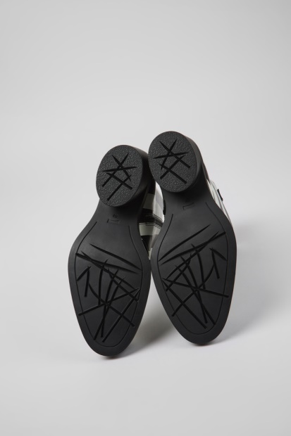 Camper Bonnie Svarte Og Hvite Stripete Skinnstøvler For Nye Kvinner