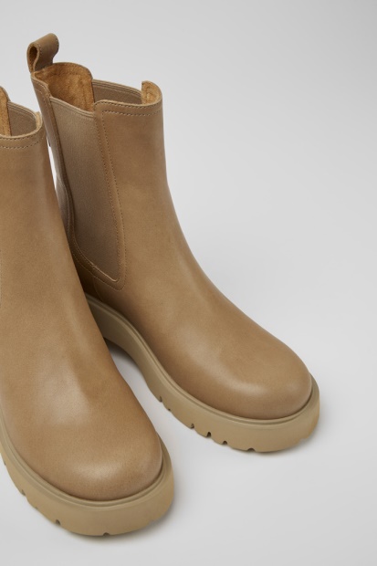 Camper Design Milah Beige Skinn Chelsea Boots For Kvinner