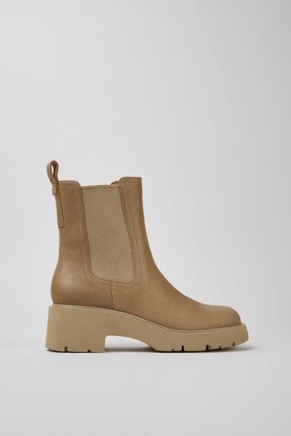 Camper Design Milah Beige Skinn Chelsea Boots For Kvinner