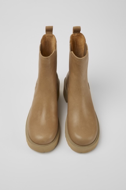 Camper Design Milah Beige Skinn Chelsea Boots For Kvinner
