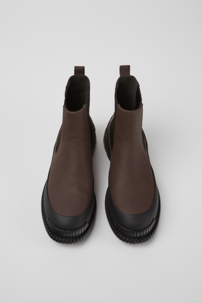 Pix Brune Og Svarte Skinn Chelsea Boots For Kvinner Eksklusiv Campingvogn