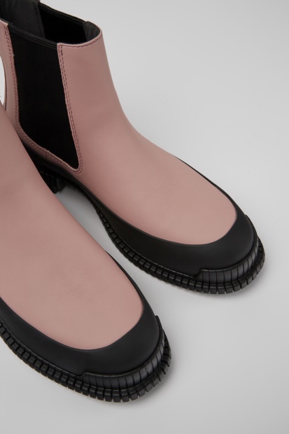 Pix Rosa Og Svarte Chelsea-støvler I Skinn For Kvinner Som Er Nye Bobiler