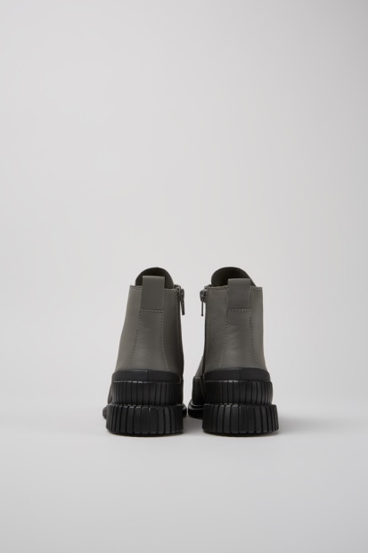 Design Pix Grå Og Svarte Snørestøvletter I Skinn For Damecamper