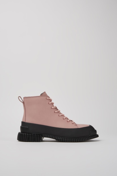 Eksklusiv Camper Pix Rosa Og Svarte Snørestøvletter I Skinn For Kvinner