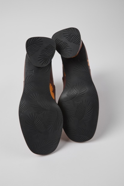 Kiara Burgunder Og Oransje Trykte Ankelstøvletter I Skinn Eksklusiv Campingvogn