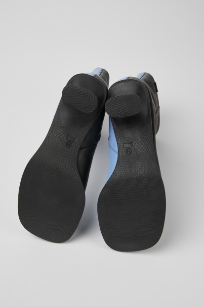 Camper Twins Blå Og Svarte Ankelstøvletter I Skinn For Nye Kvinner