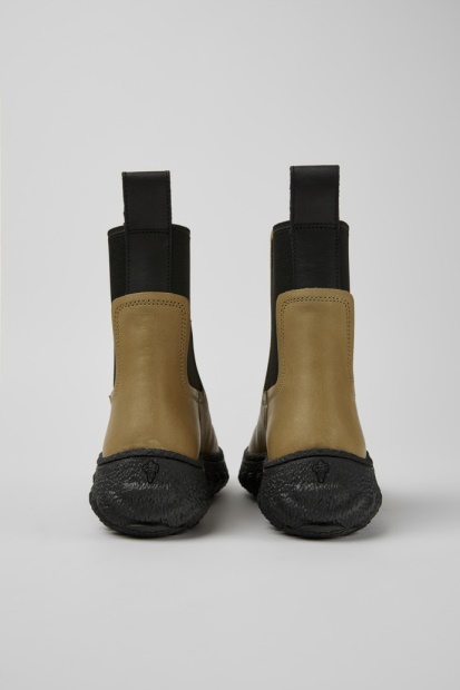 Design Slipt Michelin Beige Ankelstøvletter I Skinn For Damecamper