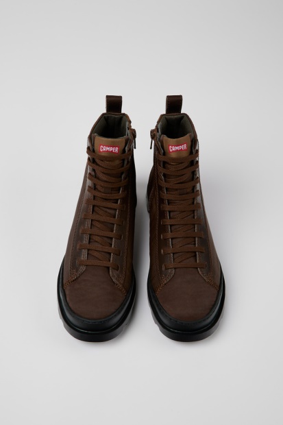 Camper Design Brutus Brune Ankelstøvletter I Tekstil Og Skinn For Kvinner