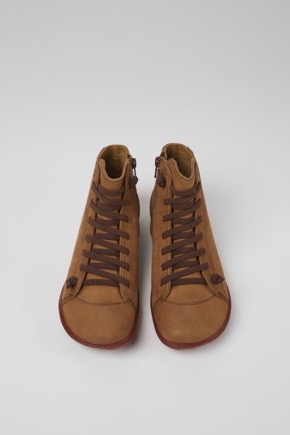 Peu Brune Ankelstøvletter I Skinn For Kvinner Eksklusiv Campingvogn