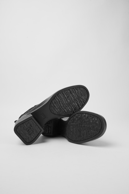 Design Regnsvart Skinn Ankelstøvletter Med Hæler Camper