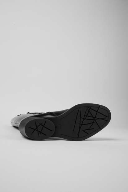 Bonnie Svart Skinn Høye Støvler For Kvinner Eksklusiv Campingvogn