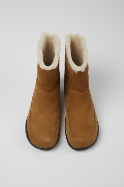 Peu Brune Nubuck Ankelstøvletter For Kvinner Bobil Nyankomne