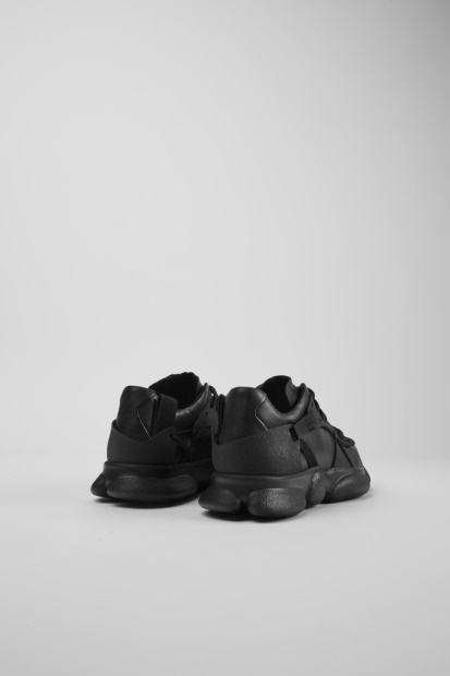 Karst Svart Skinn Og Tekstil Joggesko For Kvinner Camper Nyankomne