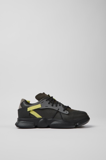 Design Tvillinger Grå Gul Og Svart Skinn Joggesko For Kvinner Bobil