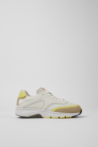 Drift Hvit Og Beige Tekstil Og Skinn Joggesko For Kvinner Eksklusiv Camper