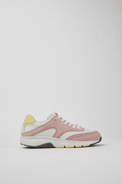 Design Drift Hvit Og Rosa Tekstil Og Nubuck Joggesko For Damecamper