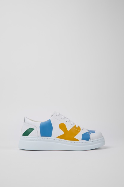 Design Tvillinger Hvitt Trykkt Skinn Joggesko For Kvinner Bobil