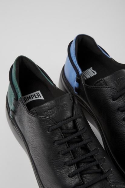 Design Tvillinger Svart Skinn Joggesko For Kvinner Campingvogn