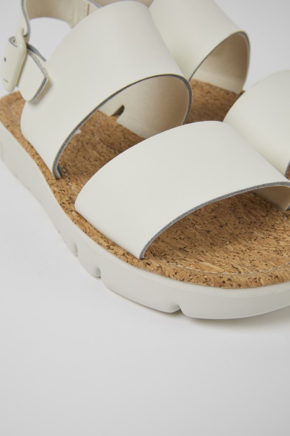 Oruga Hvite Skinnsandaler For Kvinner Bobil Nyankomne