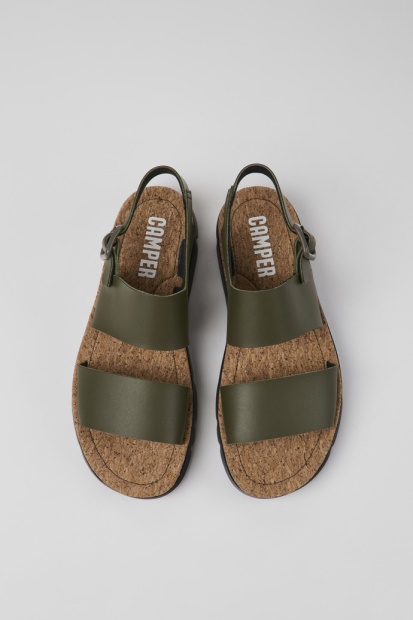 Eksklusiv Camper Oruga Grønne Skinnsandaler For Kvinner