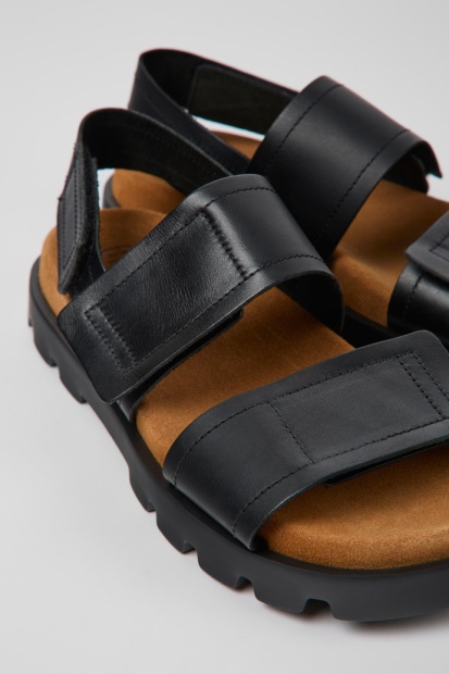 Eksklusiv Camper Brutus Sandal Svarte Skinnsandaler For Kvinner