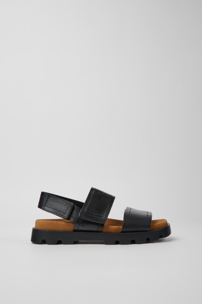 Eksklusiv Camper Brutus Sandal Svarte Skinnsandaler For Kvinner