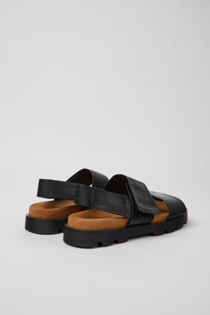Eksklusiv Camper Brutus Sandal Svarte Skinnsandaler For Kvinner