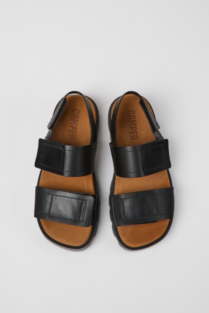 Eksklusiv Camper Brutus Sandal Svarte Skinnsandaler For Kvinner
