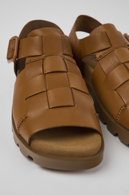 Brutus Sandal Brune Skinnsandaler For Kvinner Eksklusiv Campingvogn