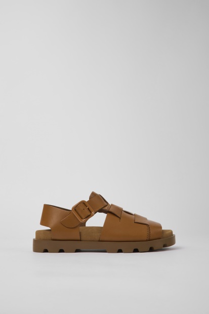 Brutus Sandal Brune Skinnsandaler For Kvinner Eksklusiv Campingvogn