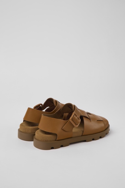 Brutus Sandal Brune Skinnsandaler For Kvinner Eksklusiv Campingvogn