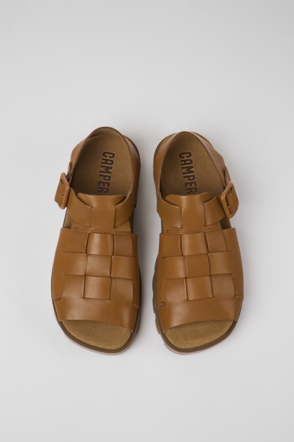 Brutus Sandal Brune Skinnsandaler For Kvinner Eksklusiv Campingvogn