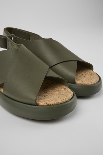 Camper Pelotas Flota Grønne Skinnsandaler For Kvinner Nyankomne