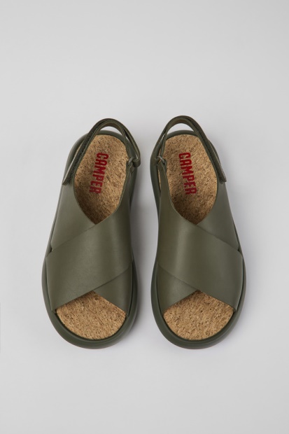 Camper Pelotas Flota Grønne Skinnsandaler For Kvinner Nyankomne