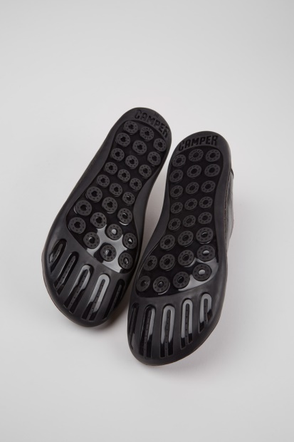 Tvillinger Svart Skinn Og Ull Sko For Kvinner Bobil Nyankomne