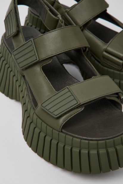 Bcn Grønne Skinnsandaler For Kvinner Bobil Nyankomne