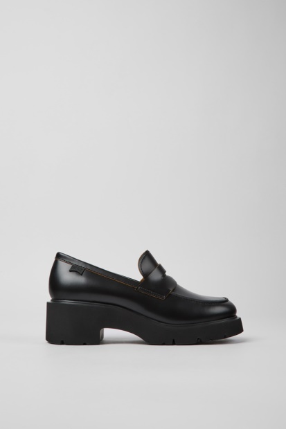 Design Milah Svarte Loafers I Skinn For Damecamper