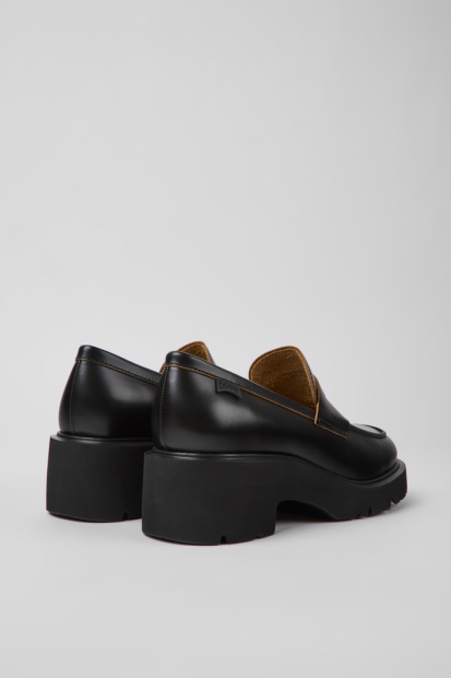 Design Milah Svarte Loafers I Skinn For Damecamper