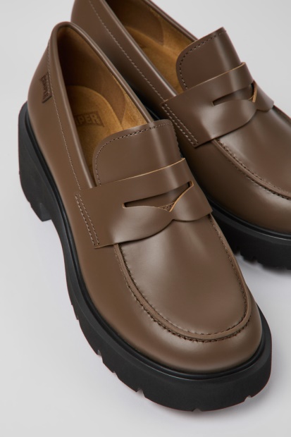 Camper Milah Brune Loafers I Skinn For Kvinner Nyankomne