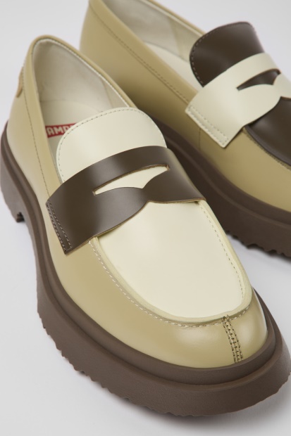 Tvillinger Flerfarget Skinn Loafers For Kvinner Bobil Nyankomne