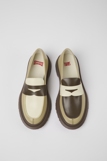 Tvillinger Flerfarget Skinn Loafers For Kvinner Bobil Nyankomne