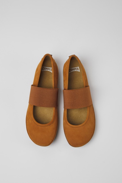 Design Riktig Brune Nubuck Ballerinaer For Kvinner Campingvogn