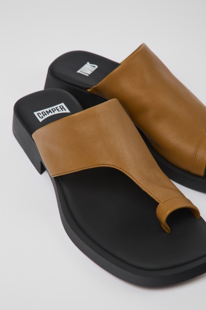 Design Tvillinger Brune Skinnsandaler Til Damecamper