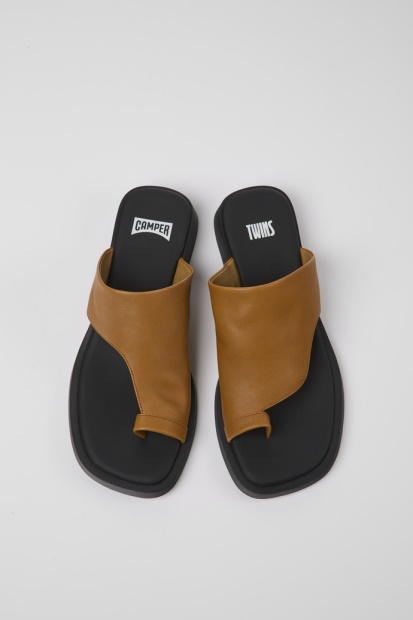 Design Tvillinger Brune Skinnsandaler Til Damecamper