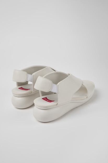 Ballongsandaler I Hvitt Skinn For Kvinner Bobil Nyankomne