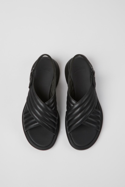 Spiro Svarte Skinnsandaler For Kvinner Eksklusiv Campingvogn