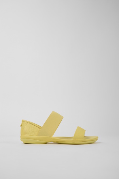 Design Riktig Gule Skinnsandaler For Kvinnelige Campingvogner