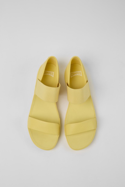 Design Riktig Gule Skinnsandaler For Kvinnelige Campingvogner