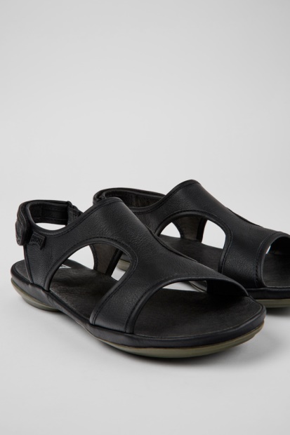 Camper Design Høyre Svarte Skinnsandaler For Kvinner