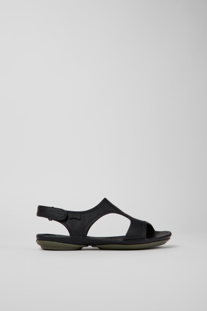 Camper Design Høyre Svarte Skinnsandaler For Kvinner